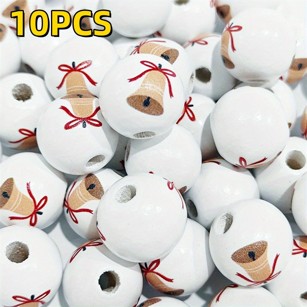 10pcs/set 16mm Christmas Wooden Beads