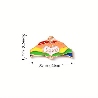 Rainbow Hand Love Alloy Pendants