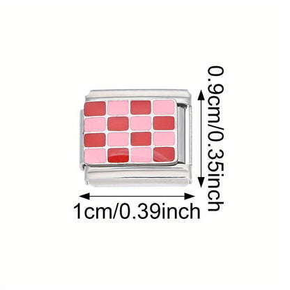 Checkerboard Stainless Steel Charm Module