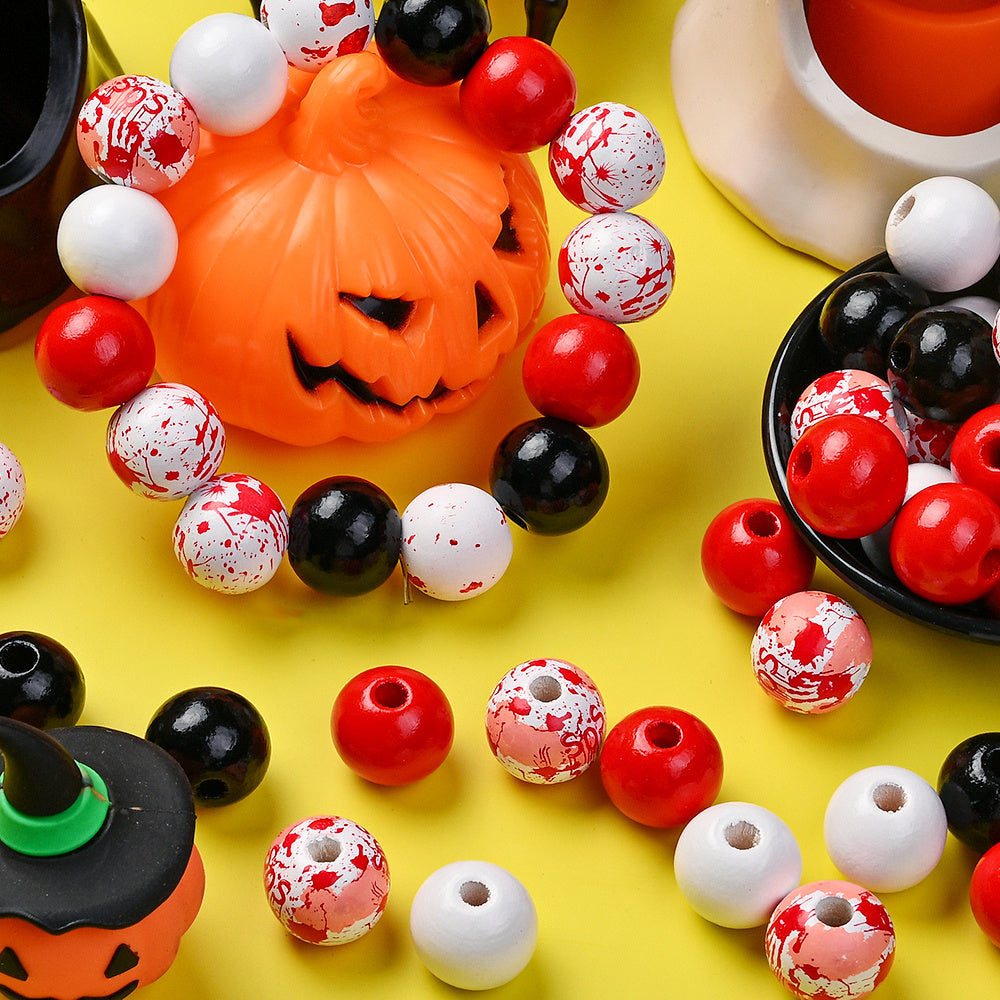 Halloween Bloody Handprint Wooden Beads