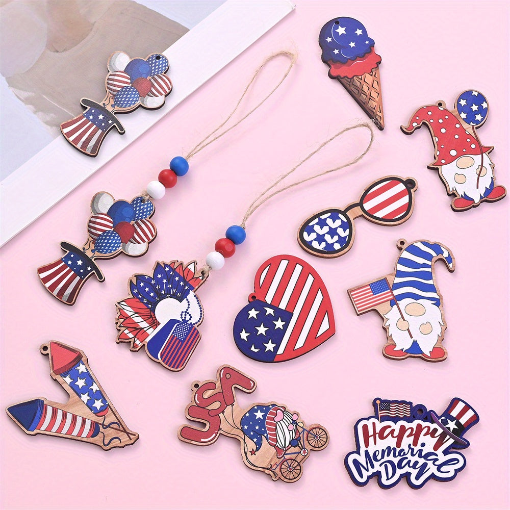 July 4th Patriotic Wooden Chain Charms