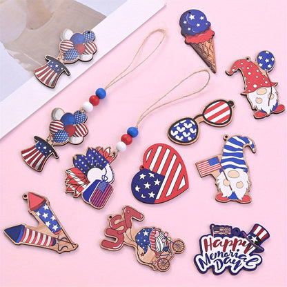 July 4th Patriotic Wooden Chain Charms