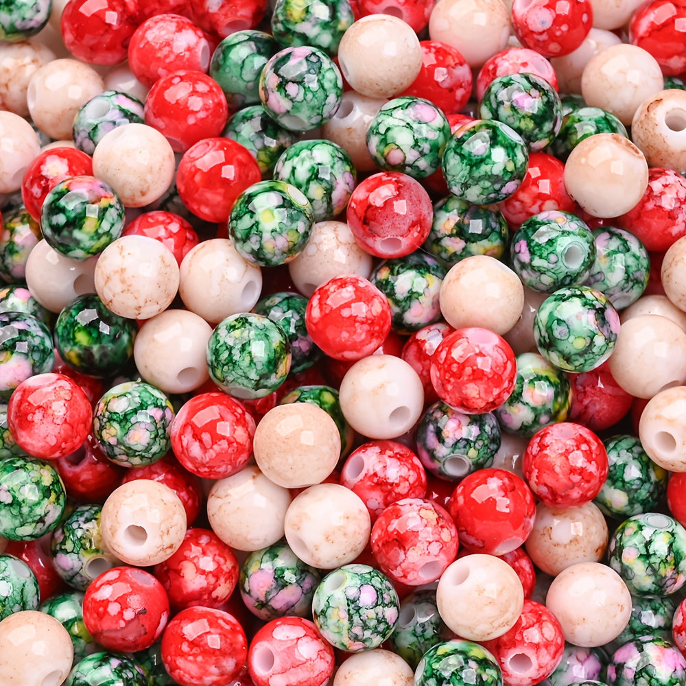 100PCS 8mm Christmas Cracked Acrylic Bead Set