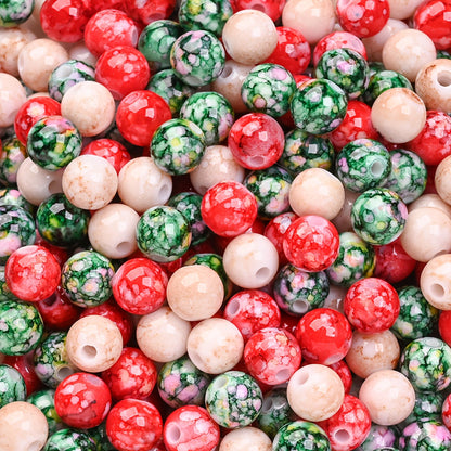 100PCS 8mm Christmas Cracked Acrylic Bead Set