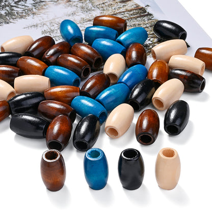 Vintage Large Hole Wooden Tube Beads