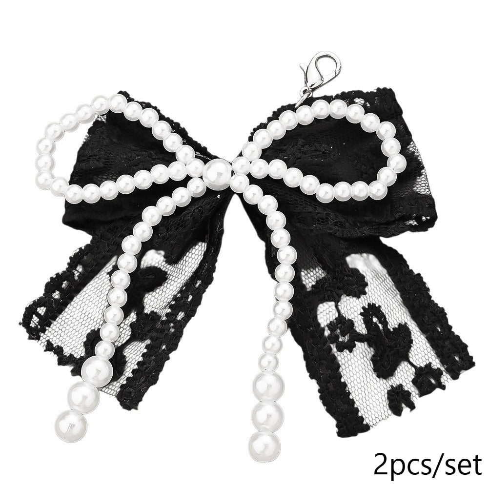 Lace Pearl Bow Keychains