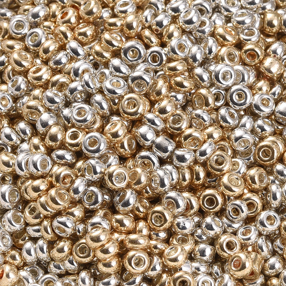 200/500/1000pcs Golden & Silvery Glass Seed Beads