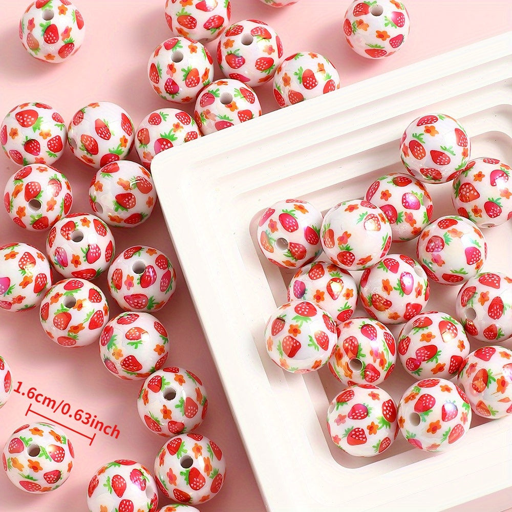 Glossy Strawberry Resin Beads