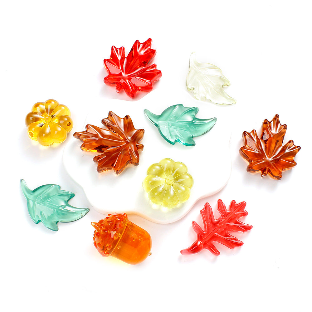 160g Resin Maple Leaf, Pumpkin & Hazelnut Decorative Set