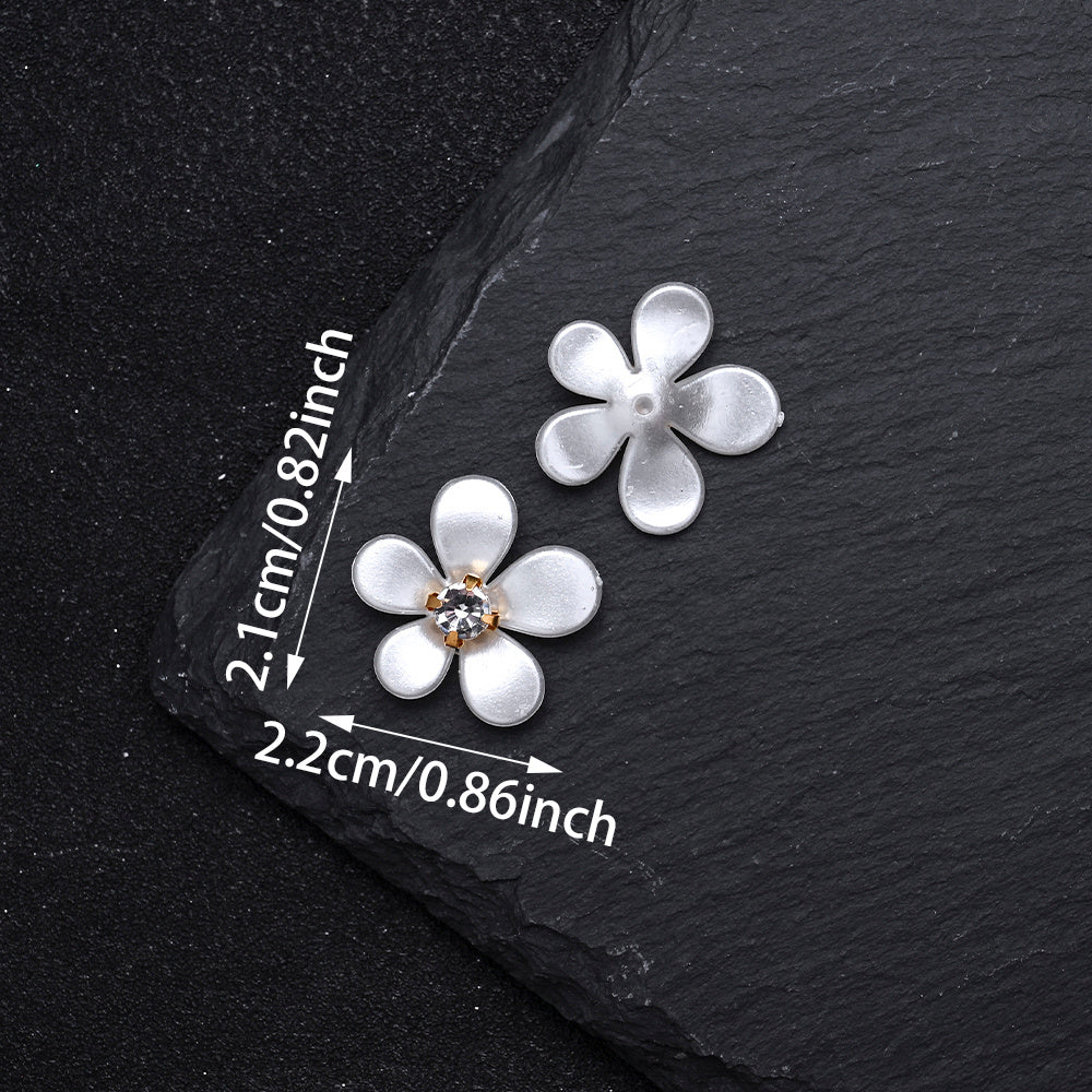 White Five-Petal Flower Acrylic Patch Beads