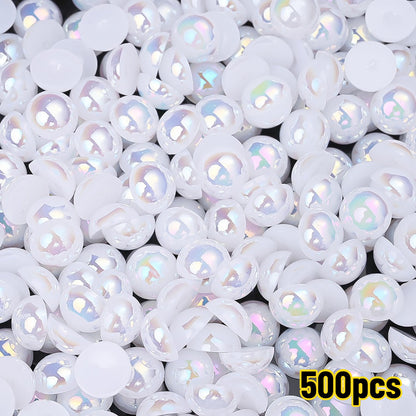 AB Rhinestone Flat Back Pearl Beads