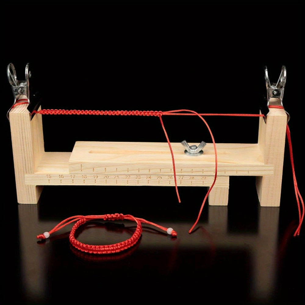 Adjustable Wooden Bracelet Making Tool with 2 Clips