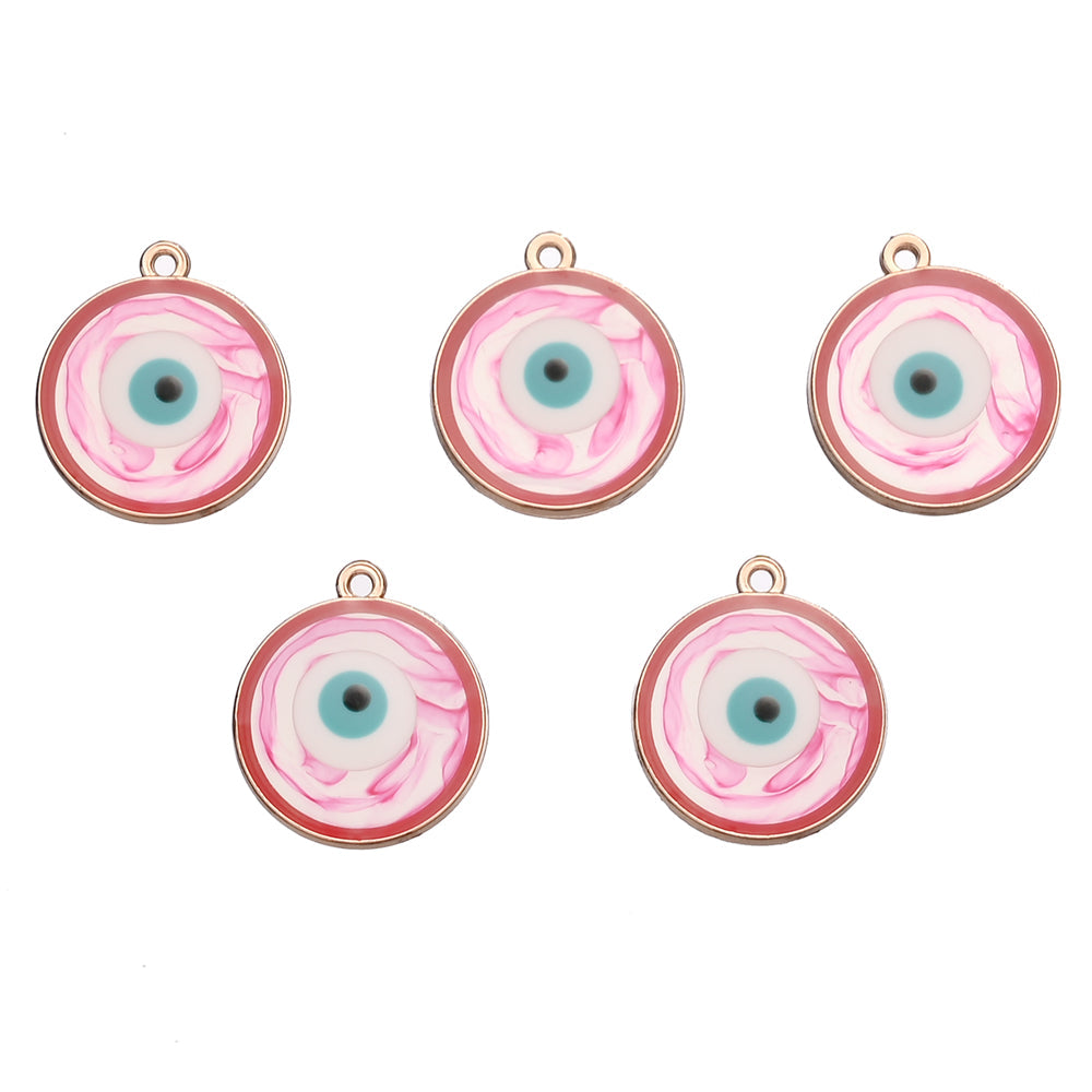 Colorful Alloy Evil Eye Flat Round Charms