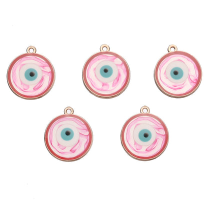 Colorful Alloy Evil Eye Flat Round Charms