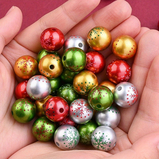 10pcs 15mm Christmas Snowflake Acrylic Beads