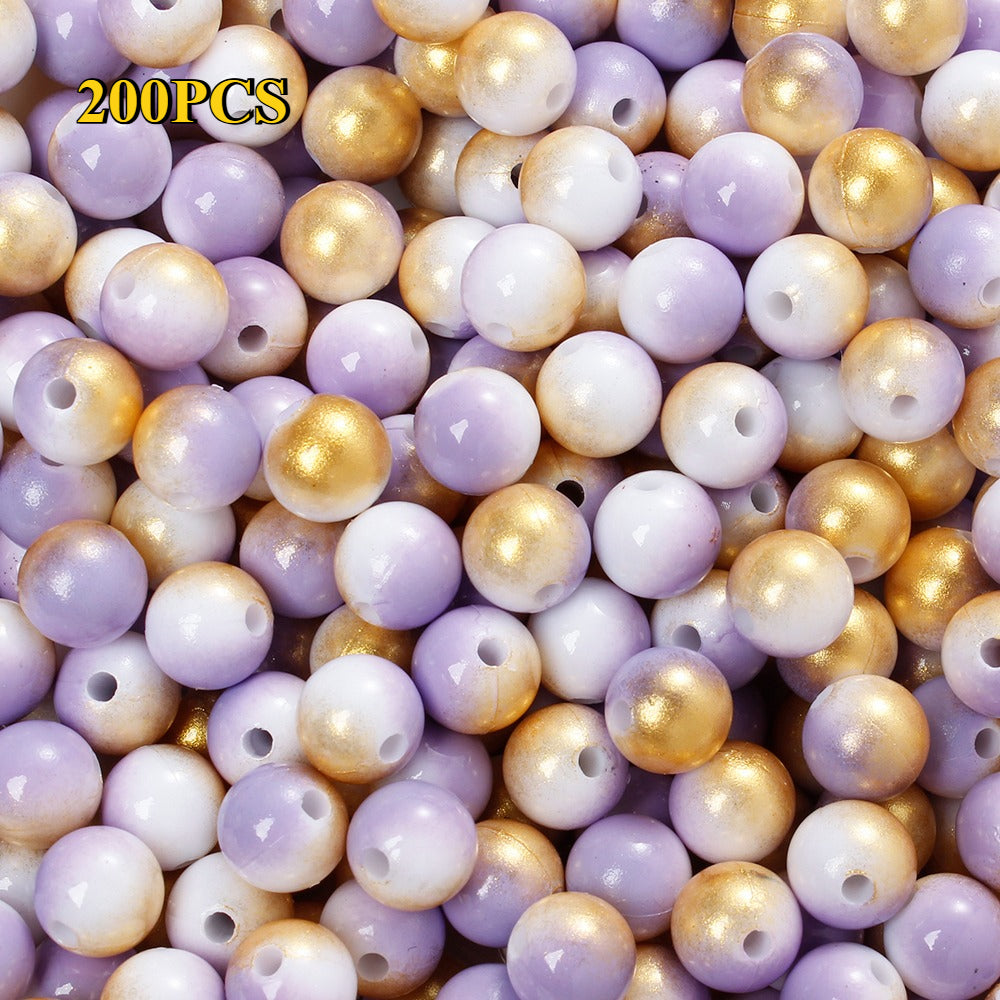 100/200pcs 6/8mm Gradient Acrylic Round Beads