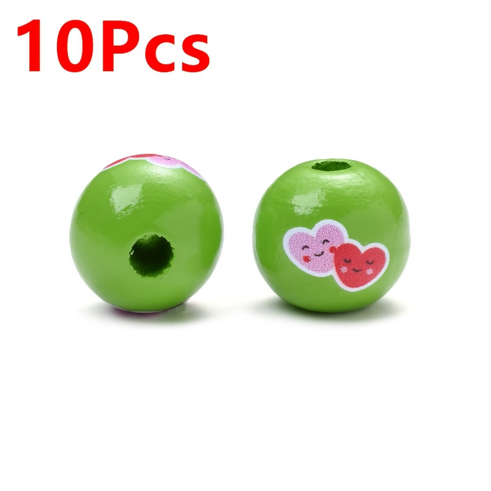 Valentine's Day Printed Wooden Spacer Beads
