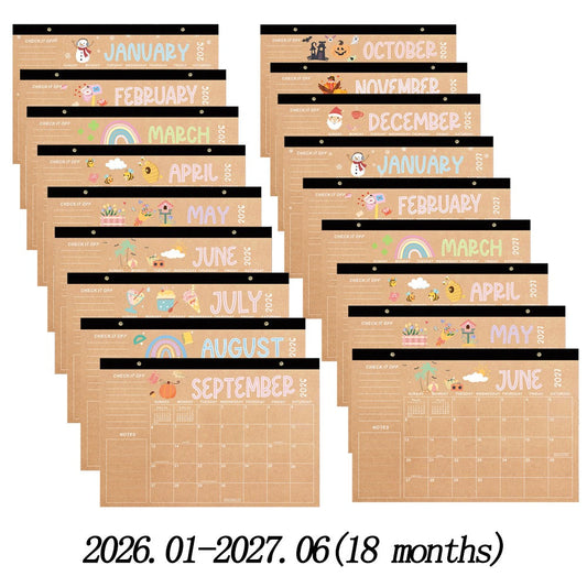 1/2/5PCS 2026–2027 18-Month Wall Calendar