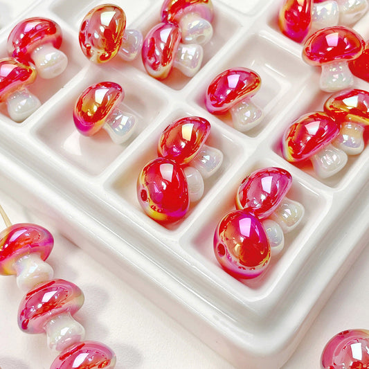 Red Mushroom Acrylic Beads