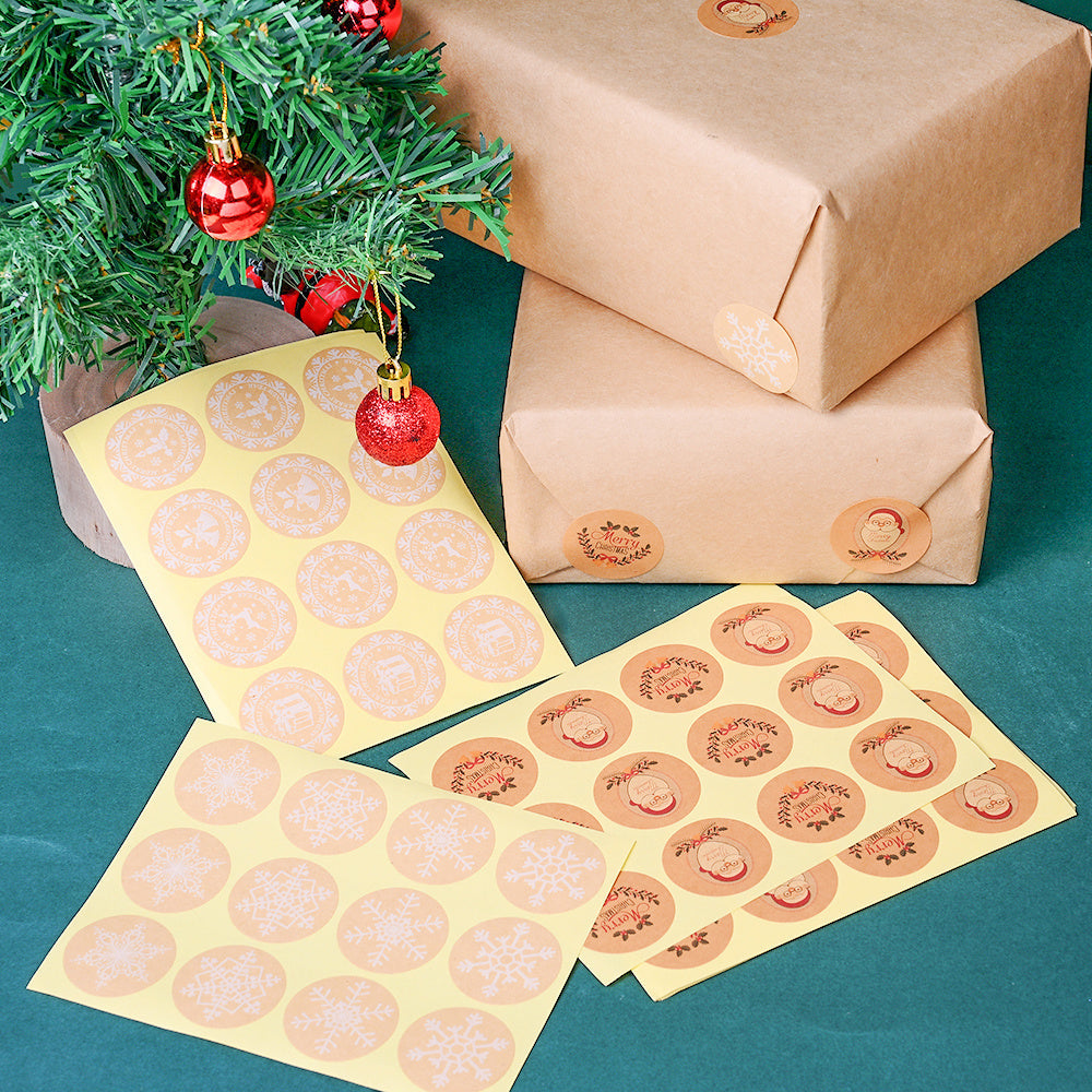 Santa Snowflake Round Stickers