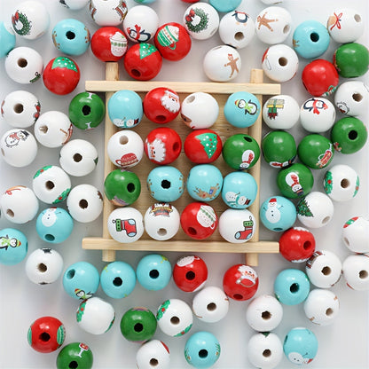 Christmas Wooden Pattern Beads