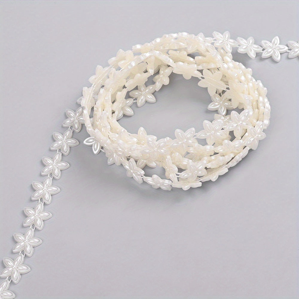 2m Imitation Pearl & Shell Rose Flower Bead Chain