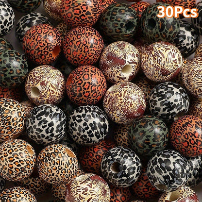 30pcs 16mm Mixed Pattern Wooden Beads