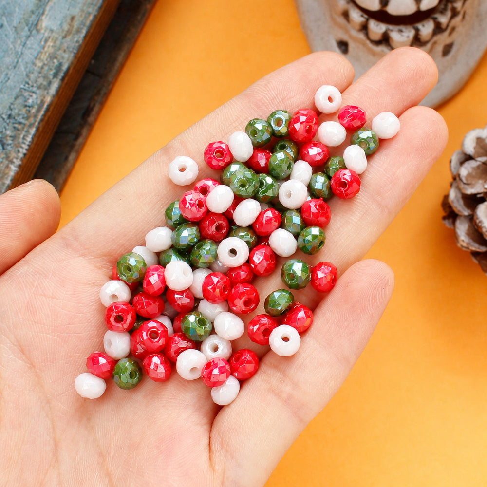 2000pcs 6mm Christmas Acrylic Faceted Wheel Beads
