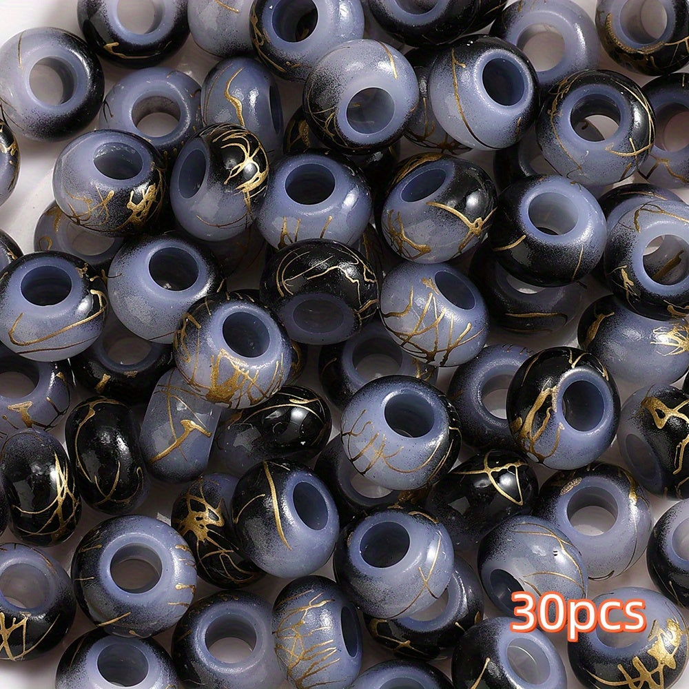 30pcs 9x14mm Golden Wire Acrylic Large Hole Beads