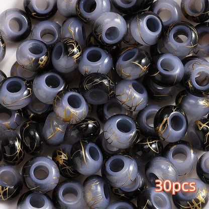 30pcs 9x14mm Golden Wire Acrylic Large Hole Beads