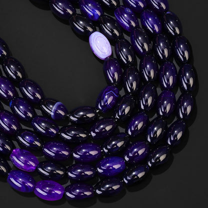 32pcs/strand 8x12mm Natural Agate Rice Shaped Beads