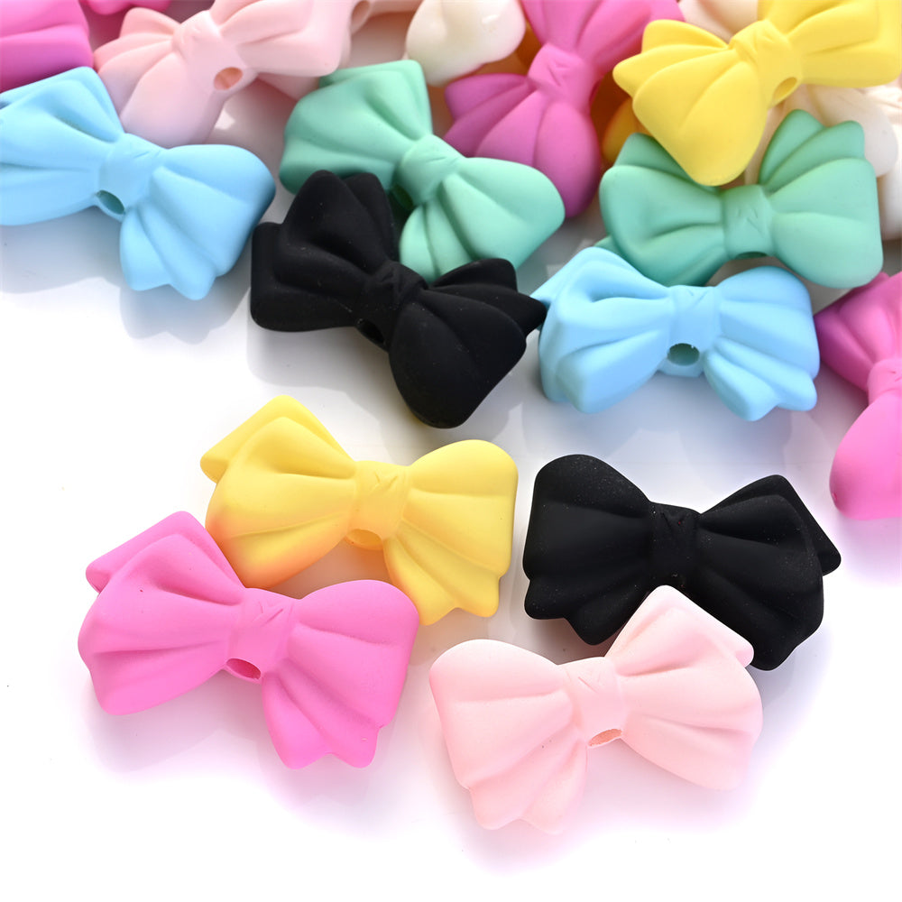 5pcs Acrylic Frosted Bow Tie Beads