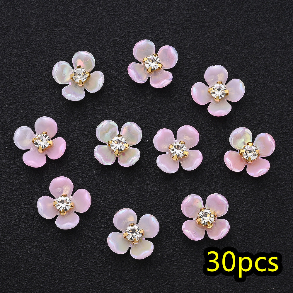 30pcs/set Four Petal Flower Acrylic Cabochon Beads