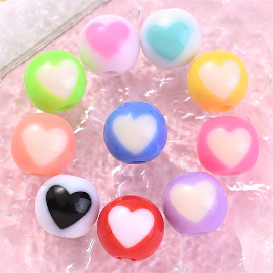 Heart Pattern Acrylic Beads