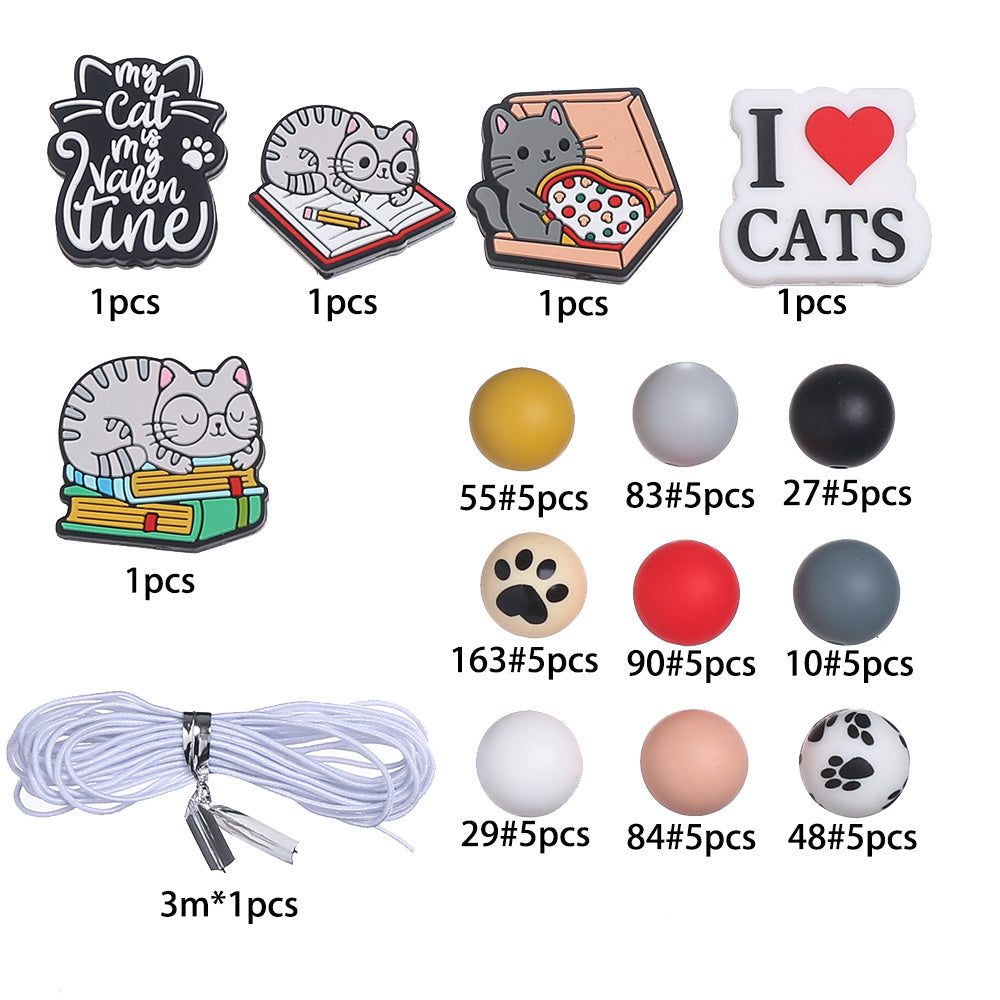 Mix Style Silicone Beads Set with Beading Pens