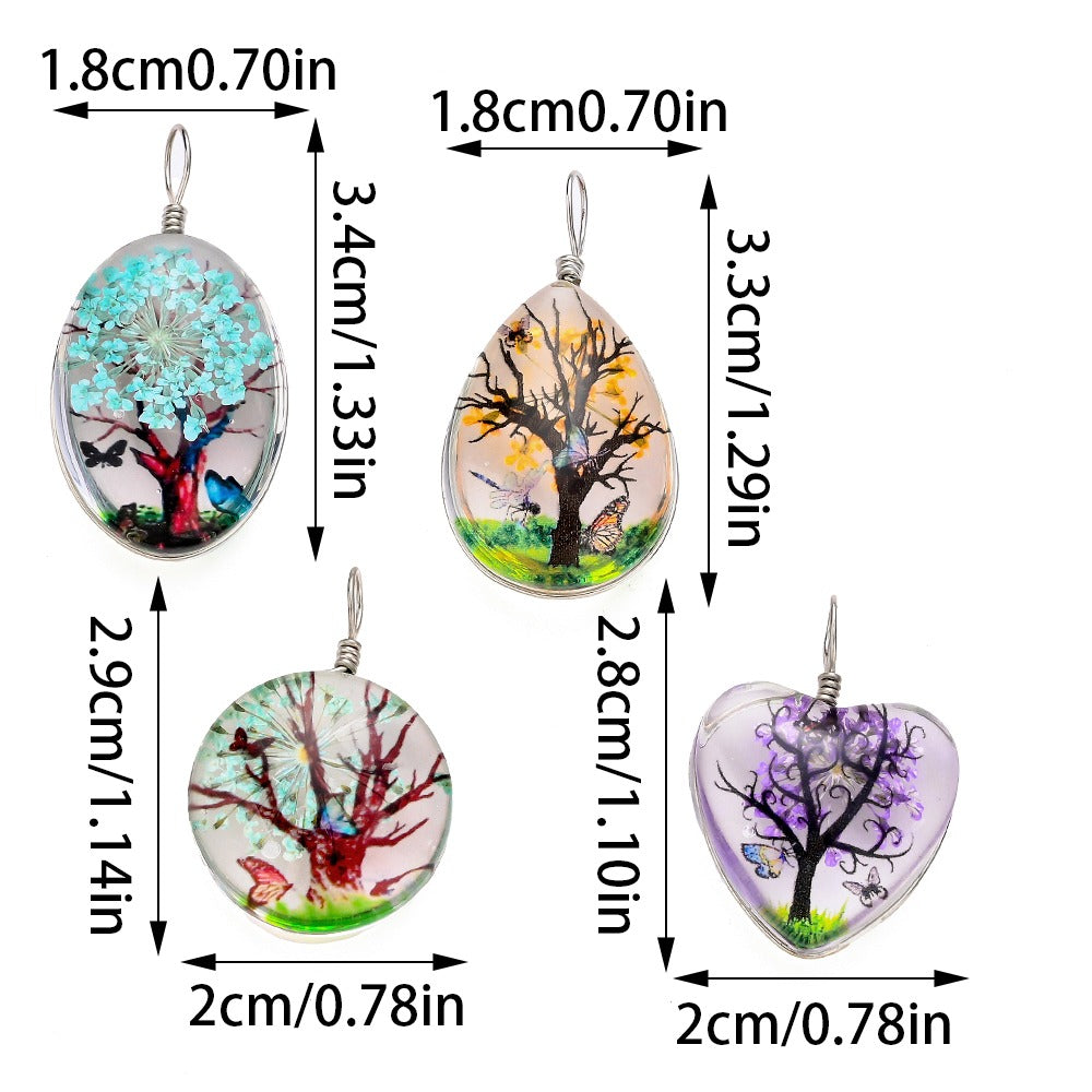 16-Piece Dried Flower Glass Pendant Charms