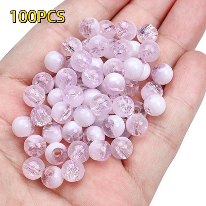 100pcs 8mm Translucent Crackle Glass Beads