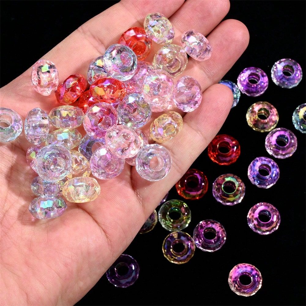 40pcs 9x15mm Random Mixed Color European Style Acrylic AB Large Hole Beads