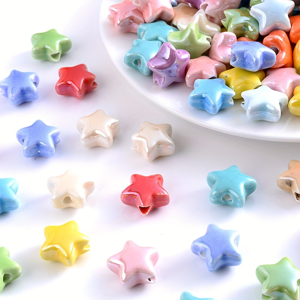 10PCS 13.5mm Multicolor Star Ceramic Bead Set