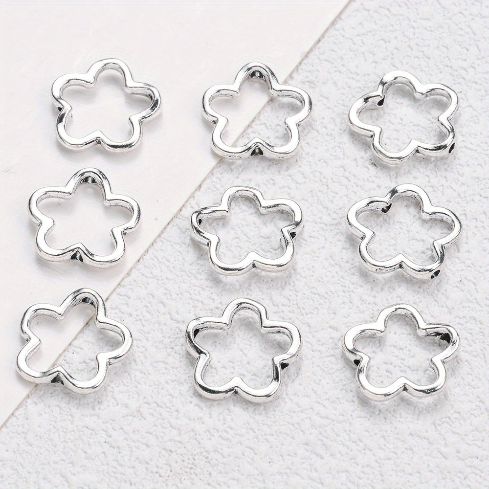 20pcs 15mm Silvery Alloy Flower Beads