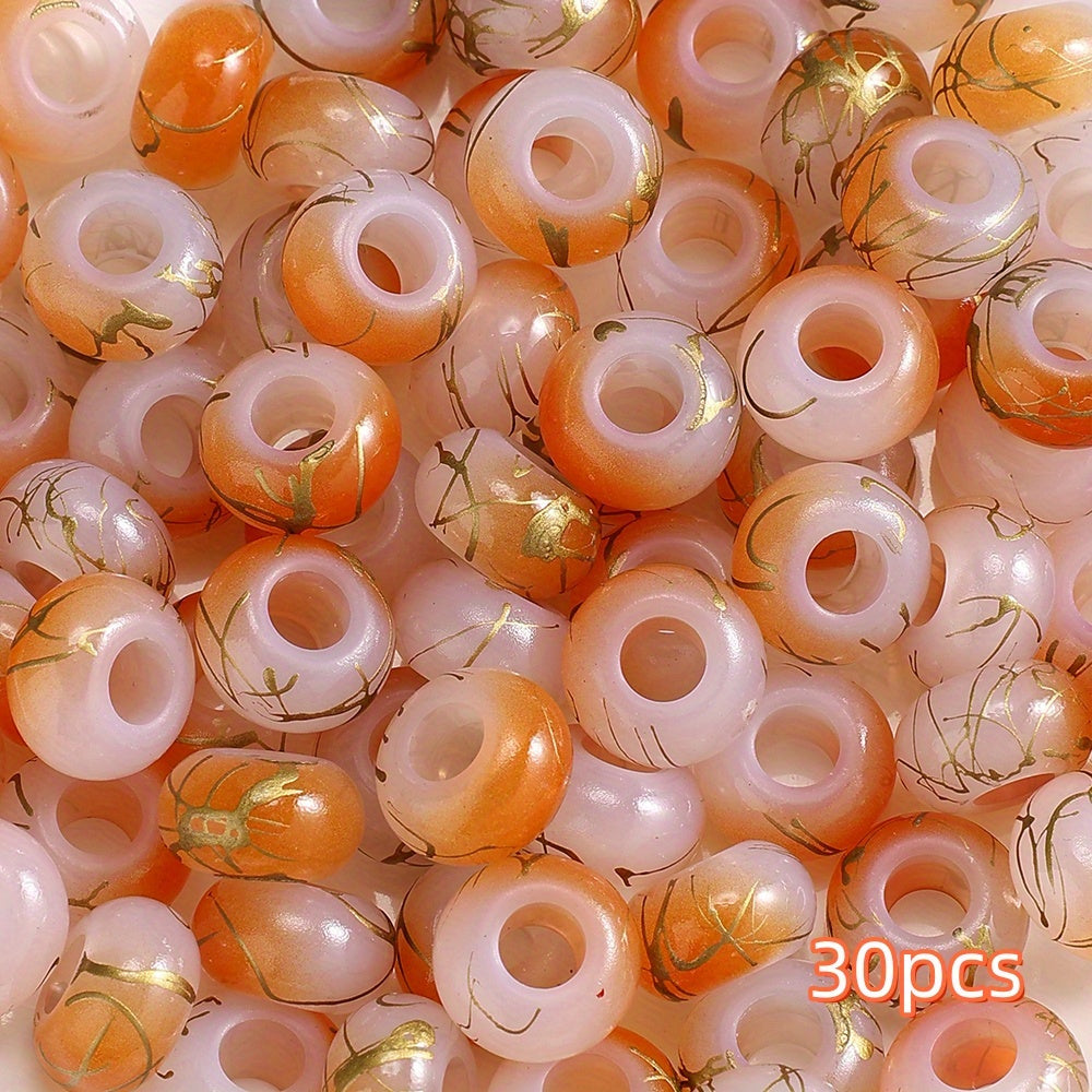 30pcs 9x14mm Golden Wire Acrylic Large Hole Beads