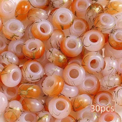 30pcs 9x14mm Golden Wire Acrylic Large Hole Beads