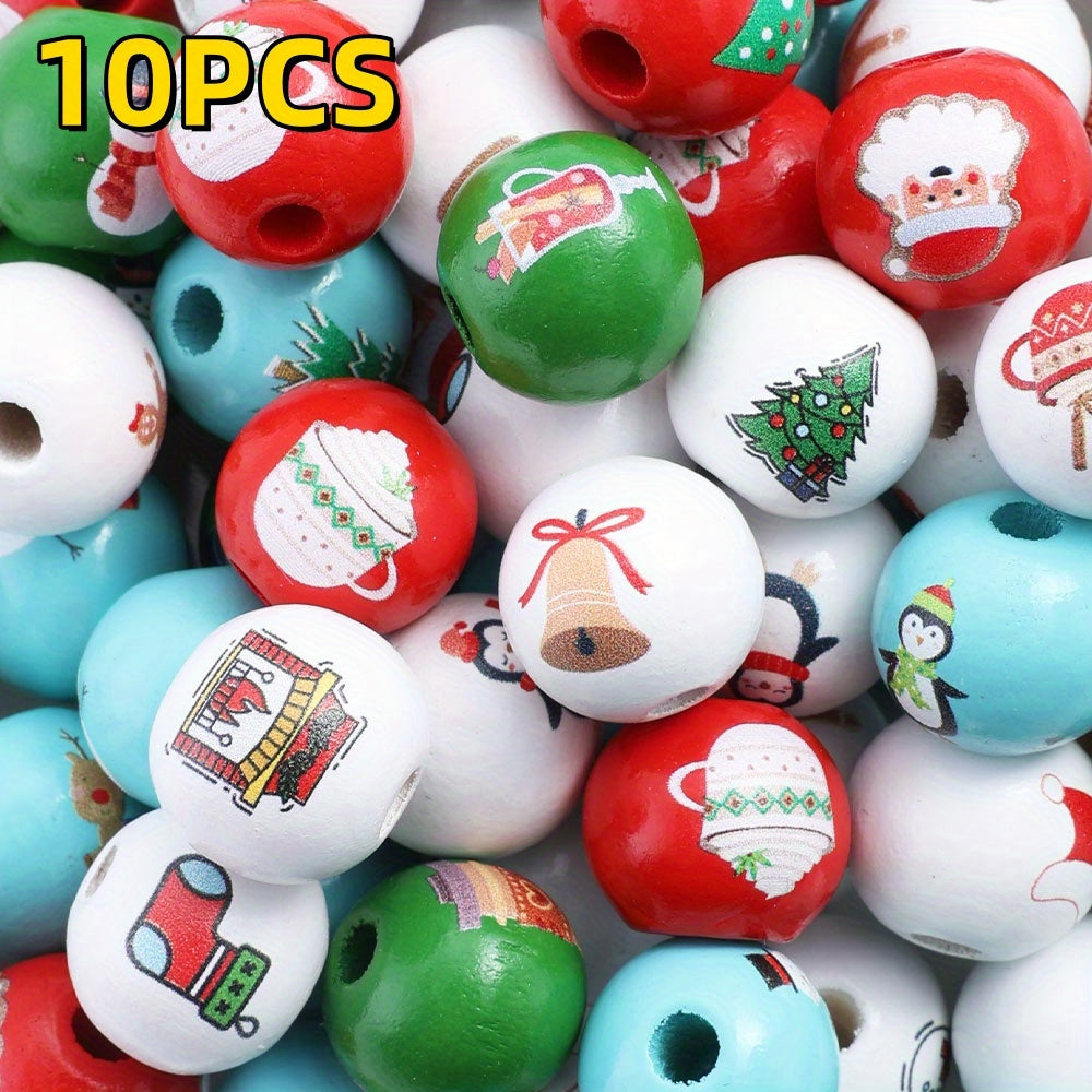 10pcs/set 16mm Christmas Wooden Beads