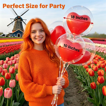 Bubble & Red Heart Balloon Set
