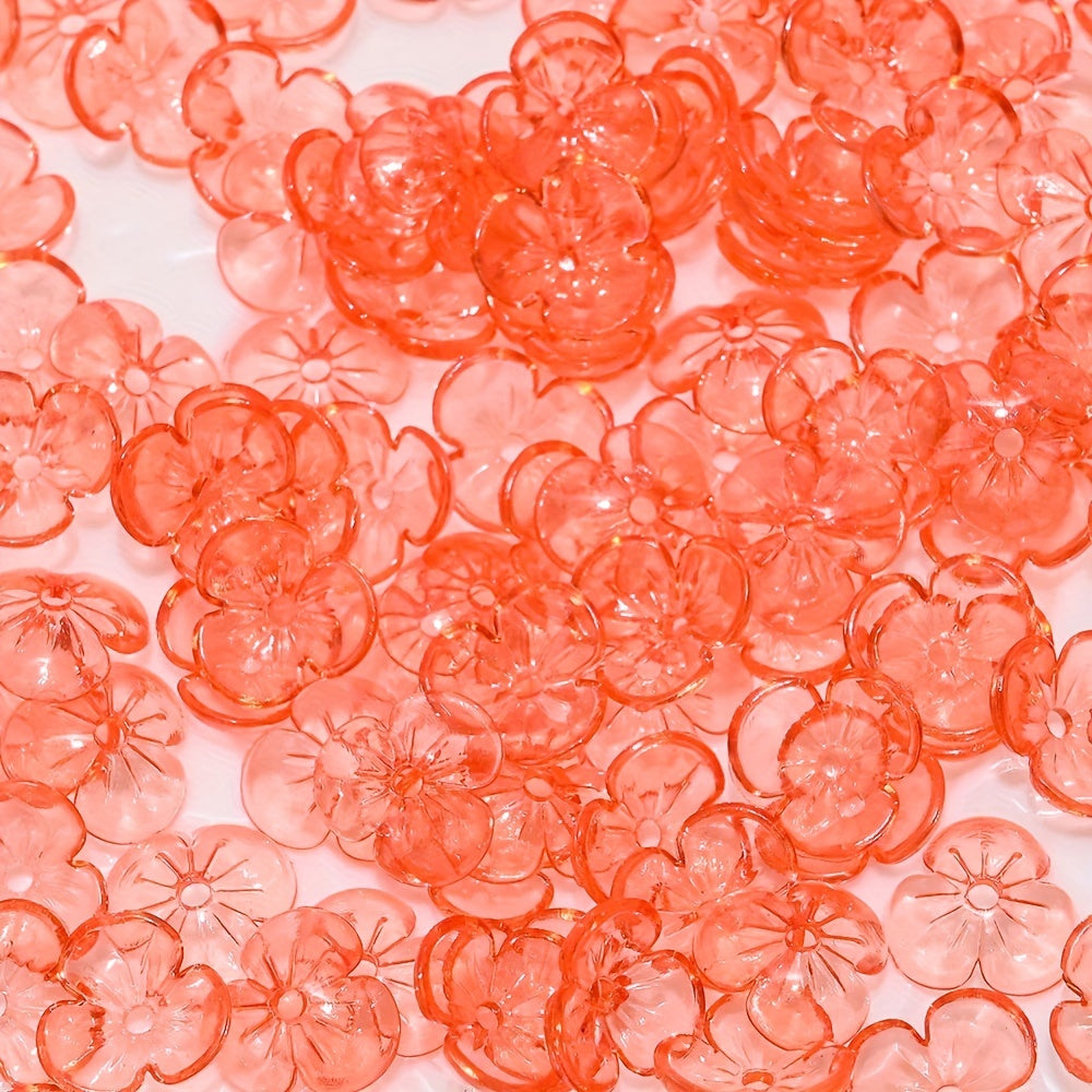 Transparent 3-Petal Flower Acrylic Beads
