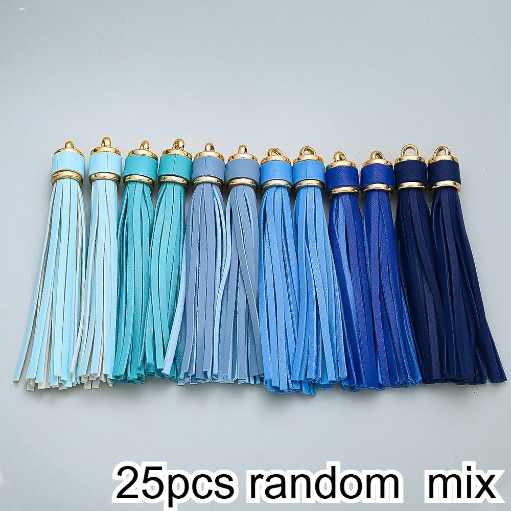 11 cm Rainbow PU Leather Tassel Charm Set