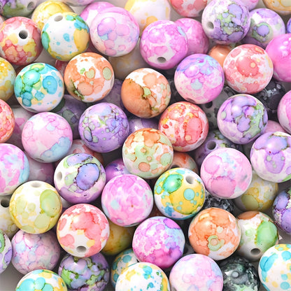 100pcs 8mm Acrylic Round Ink Beads