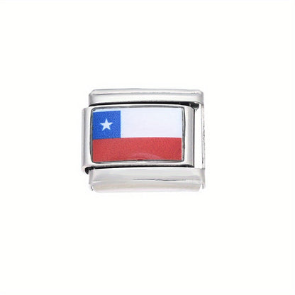 World Flag Alloy Bracelet Module