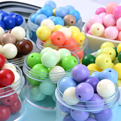 50/100pcs Solid Color Acrylic Round Beads
