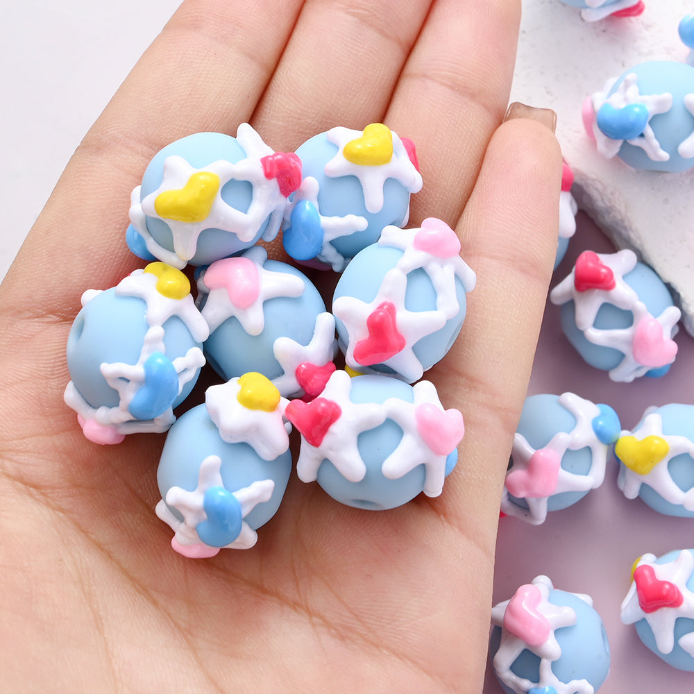 Painted Acrylic Round Beads